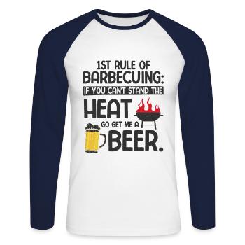 Grillparty Spruch Zum Grillen Grill - Unisex Baseballshirt langarm - Weiß/Navy - Vorne - Nik (191cm)