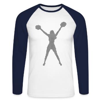 Cheerleading - Unisex Baseballshirt langarm - Weiß/Navy - Vorne - Nik (191cm)