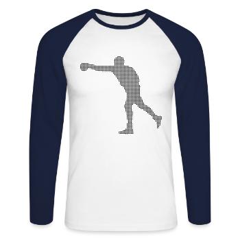 Boxe - T-shirt baseball manches longues Homme - blanc/marine - Devant - Nik (191cm)