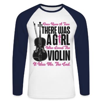 Violin Violinist Girl Once Upon A - Unisex Long Sleeve Baseball T-Shirt - white/navy - Front - Nik (191cm)