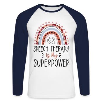Speech Therapist Therapy Assistant - Unisex Long Sleeve Baseball T-Shirt - white/navy - Front - Nik (191cm)