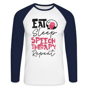 Speech Therapist Therapy Assistant - Unisex Baseballshirt langarm - Weiß/Navy - Vorne - Nik (191cm)