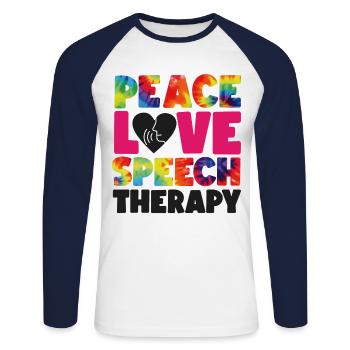 Speech Therapist Therapy Assistant - Unisex Long Sleeve Baseball T-Shirt - white/navy - Front - Nik (191cm)