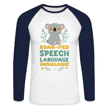 Speech Therapist Therapy Assistant - Unisex Baseballshirt langarm - Weiß/Navy - Vorne - Nik (191cm)