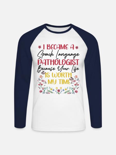 Speech Therapist Therapy Assistant - Unisex Long Sleeve Baseball T-Shirt - white/navy