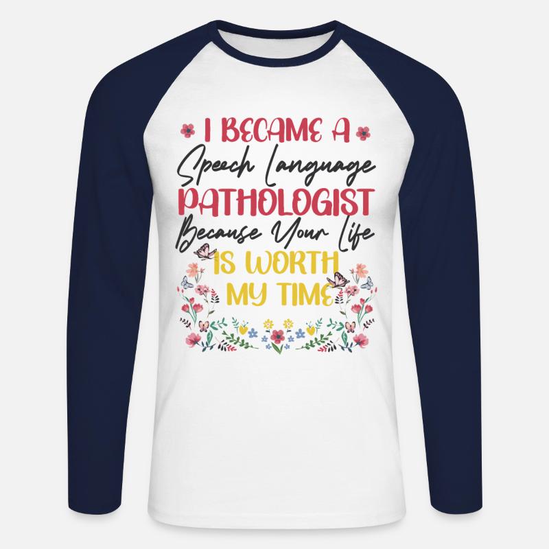 Speech Therapist Therapy Assistant - Unisex Baseballshirt langarm - Weiß/Navy
