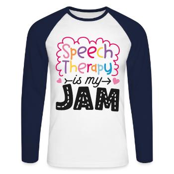 Speech Therapist Therapy Assistant - Unisex Long Sleeve Baseball T-Shirt - white/navy - Front - Nik (191cm)