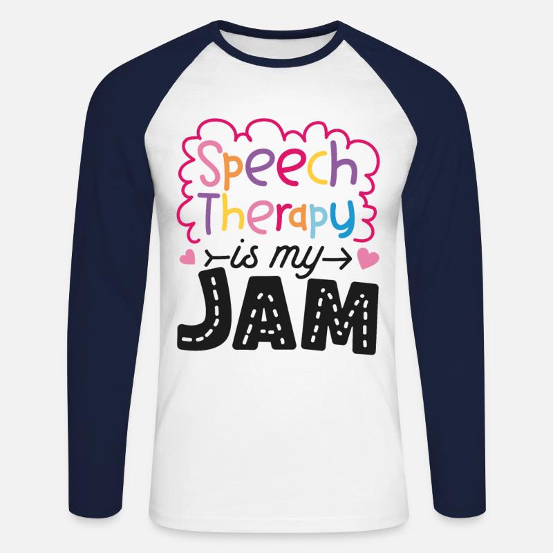 Speech Therapist Therapy Assistant - Unisex Long Sleeve Baseball T-Shirt - white/navy
