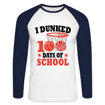 100 jours d'école Basket Cadeau Pour Enfants - T-shirt baseball manches longues Homme - blanc/marine - Devant - Nik (191cm)