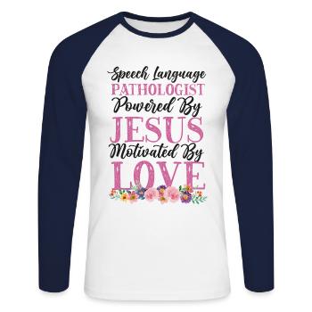 Speech Therapist Therapy Assistant - Unisex Baseballshirt langarm - Weiß/Navy - Vorne - Nik (191cm)