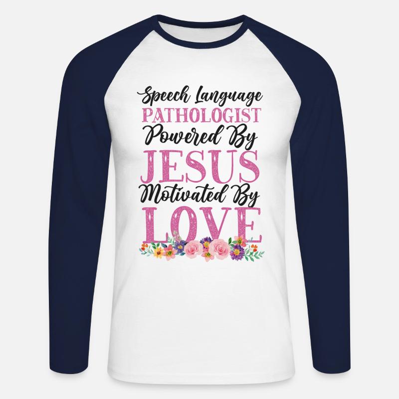 Speech Therapist Therapy Assistant - Unisex Long Sleeve Baseball T-Shirt - white/navy
