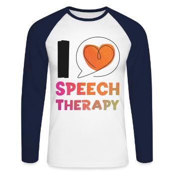Speech Therapist Therapy Assistant - Unisex Long Sleeve Baseball T-Shirt - white/navy - Front - Nik (191cm)