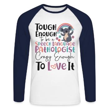 Speech Therapist Therapy Assistant - Unisex Baseballshirt langarm - Weiß/Navy - Vorne - Nik (191cm)