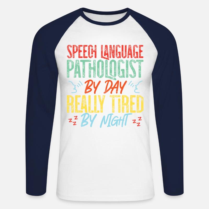 Speech Therapist Therapy Assistant - Unisex Long Sleeve Baseball T-Shirt - white/navy