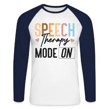 Speech Therapist Therapy Assistant - Unisex Long Sleeve Baseball T-Shirt - white/navy - Front - Nik (191cm)