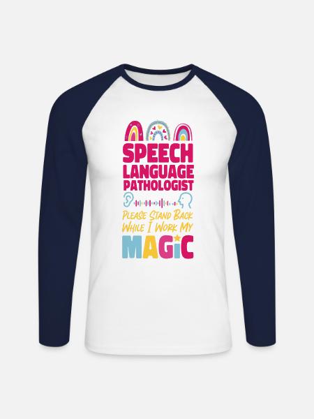 Speech Therapist Therapy Assistant - Unisex Long Sleeve Baseball T-Shirt - white/navy