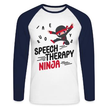 Speech Therapist Therapy Assistant - Unisex Baseballshirt langarm - Weiß/Navy - Vorne - Nik (191cm)