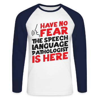 Speech Therapist Therapy Assistant - Unisex Baseballshirt langarm - Weiß/Navy - Vorne - Nik (191cm)