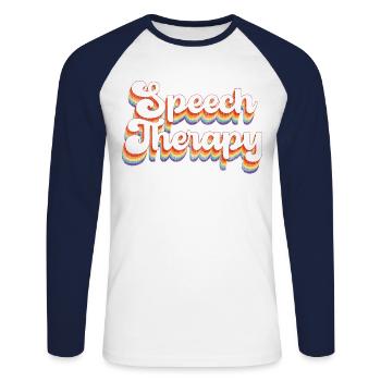Speech Therapist Therapy Assistant - Unisex Long Sleeve Baseball T-Shirt - white/navy - Front - Nik (191cm)