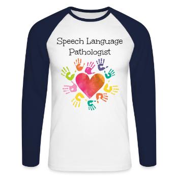 Speech Therapist Therapy Assistant - Unisex Baseballshirt langarm - Weiß/Navy - Vorne - Nik (191cm)