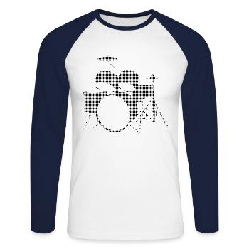 Percussion - T-shirt baseball manches longues Homme - blanc/marine - Devant - Nik (191cm)