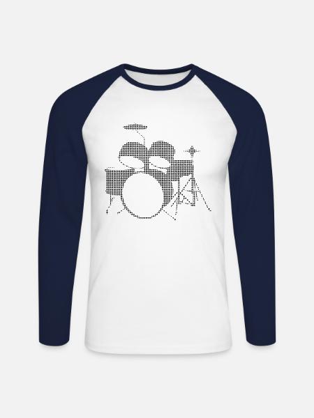 Percussion - T-shirt baseball manches longues Homme - blanc/marine