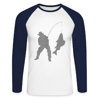 Angling - Unisex Long Sleeve Baseball T-Shirt - white/navy - Front - Nik (191cm)