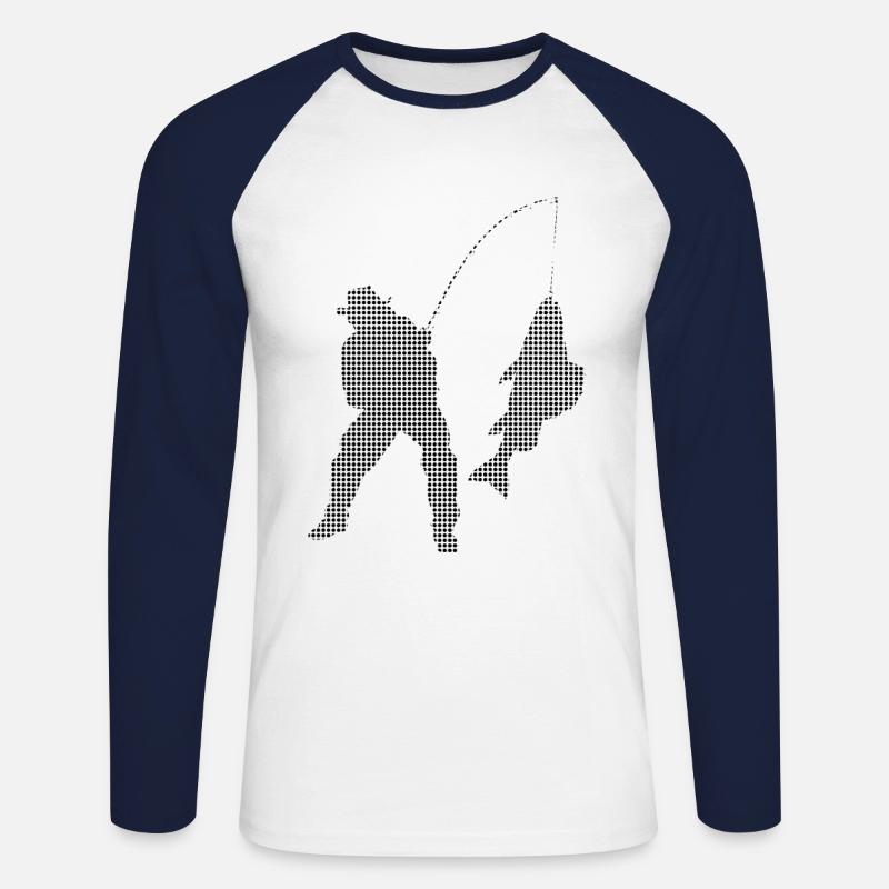 Angeln - Unisex Baseballshirt langarm - Weiß/Navy