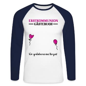 Erstkommunion Kommunion Gästebuch Glaube Kirche - Unisex Baseballshirt langarm - Weiß/Navy - Vorne - Nik (191cm)