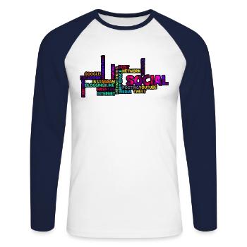 Social media ist das perfekte für dich. - Unisex Baseballshirt langarm - Weiß/Navy - Vorne - Nik (191cm)