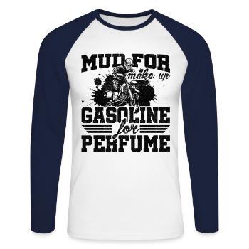 Mud For Make Up Gasoline For Perfume Dirt Bike End - Unisex Baseballshirt langarm - Weiß/Navy - Vorne - Nik (191cm)