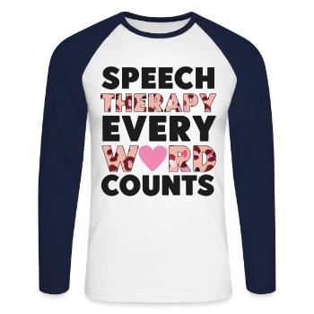 Speech Therapist Therapy Assistant - Unisex Baseballshirt langarm - Weiß/Navy - Vorne - Nik (191cm)
