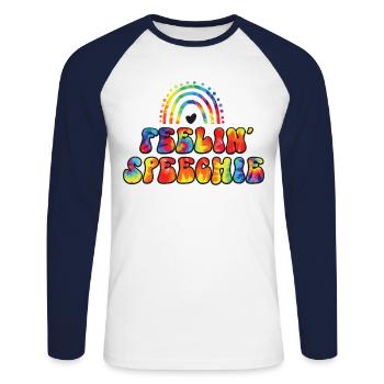 Speech Therapist Therapy Assistant - Unisex Long Sleeve Baseball T-Shirt - white/navy - Front - Nik (191cm)