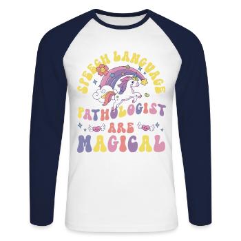Speech Therapist Therapy Assistant - Unisex Baseballshirt langarm - Weiß/Navy - Vorne - Nik (191cm)