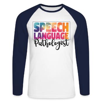 Speech Therapist Therapy Assistant - Unisex Baseballshirt langarm - Weiß/Navy - Vorne - Nik (191cm)