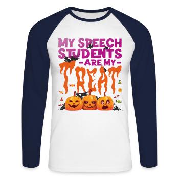 Speech Therapist Therapy Assistant - Unisex Baseballshirt langarm - Weiß/Navy - Vorne - Nik (191cm)