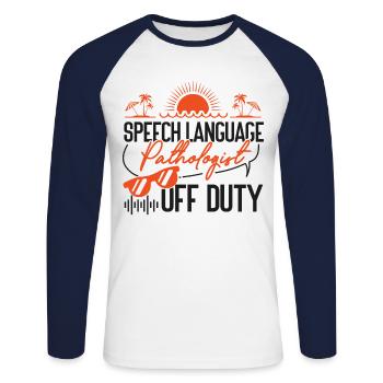 Speech Therapist Therapy Assistant - Unisex Baseballshirt langarm - Weiß/Navy - Vorne - Nik (191cm)
