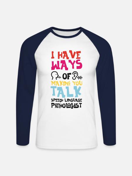 Speech Therapist Therapy Assistant - Unisex Long Sleeve Baseball T-Shirt - white/navy