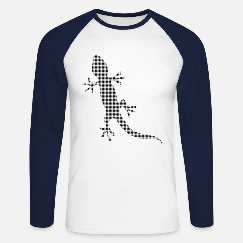 Eidechse - Unisex Baseballshirt langarm - Weiß/Navy