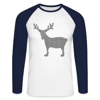 Elk - Unisex Long Sleeve Baseball T-Shirt - white/navy - Front - Nik (191cm)