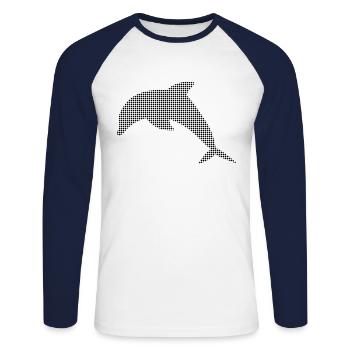 Dauphin - T-shirt baseball manches longues Homme - blanc/marine - Devant - Nik (191cm)