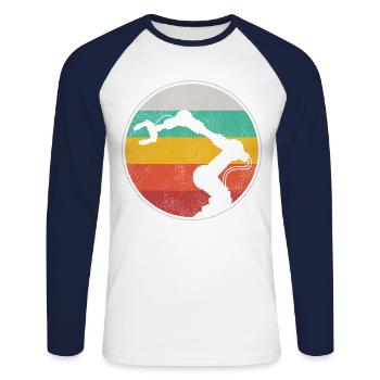 Robot Robotics Engineer Robotics - Unisex Long Sleeve Baseball T-Shirt - white/navy - Front - Nik (191cm)