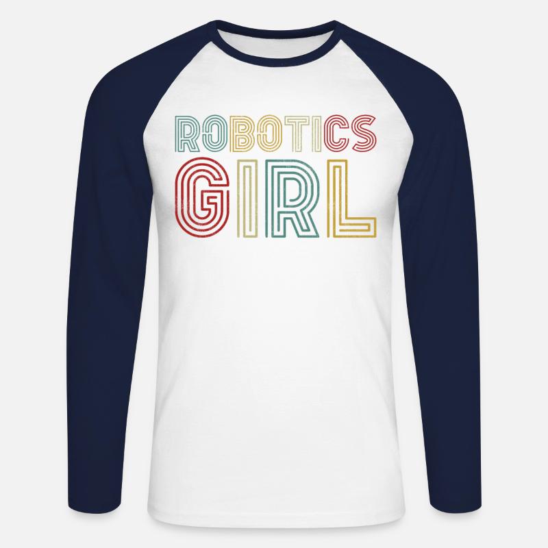 Robot Robotics Engineer Girl - Unisex Baseballshirt langarm - Weiß/Navy