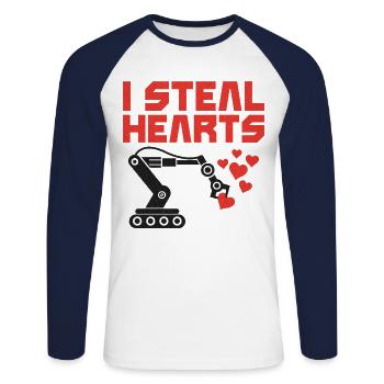 Robot Robotics Engineer Valentines - Unisex Long Sleeve Baseball T-Shirt - white/navy - Front - Nik (191cm)