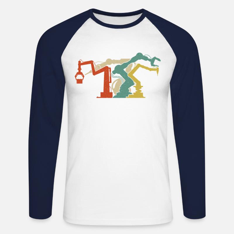 Robot Robotics Engineer Retro - Unisex Long Sleeve Baseball T-Shirt - white/navy