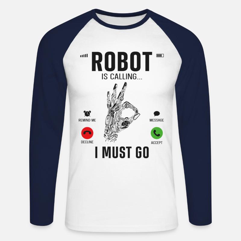 Robot Robotics Engineer Phone - Unisex Baseballshirt langarm - Weiß/Navy
