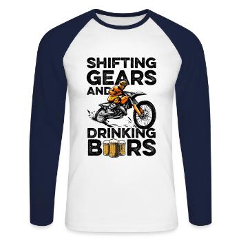 Shifting Gears And Drinking Beers Motocross Dirt B - Unisex Baseballshirt langarm - Weiß/Navy - Vorne - Nik (191cm)