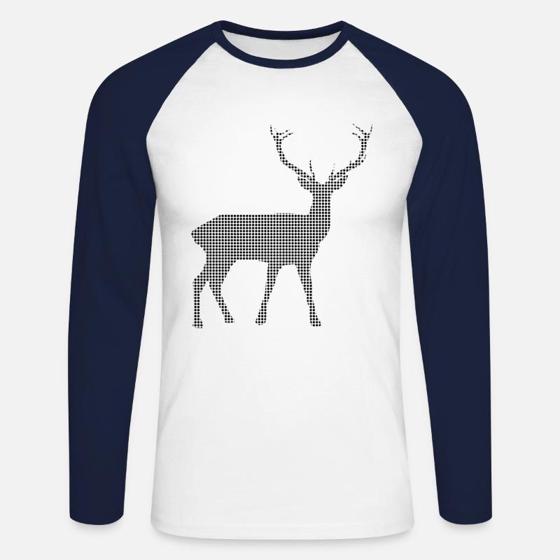 Hirsch - Unisex Baseballshirt langarm - Weiß/Navy