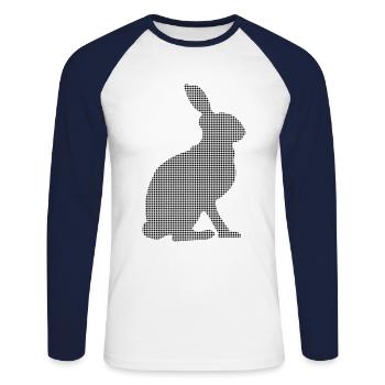 Lièvre - T-shirt baseball manches longues Homme - blanc/marine - Devant - Nik (191cm)