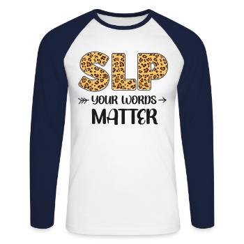 Speech Therapist Therapy Assistant - Unisex Baseballshirt langarm - Weiß/Navy - Vorne - Nik (191cm)